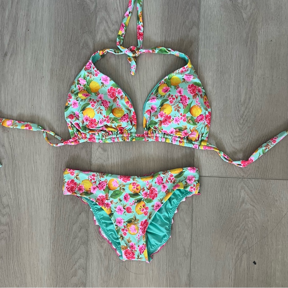 NEW Luli Fama Pink Floral Bikini
